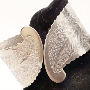 Vintage Silver Leaf Hinged Cuff Bracelet